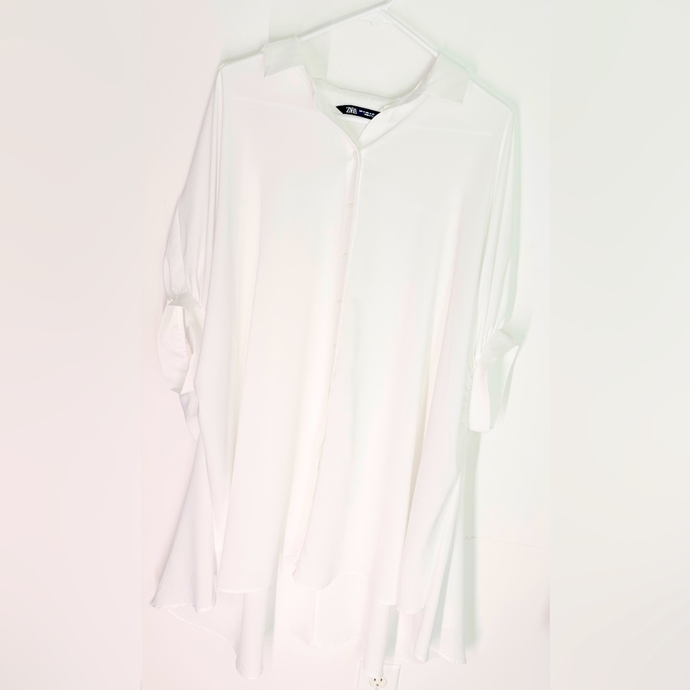 Zara Women’s  Long White Button Down Shirt
